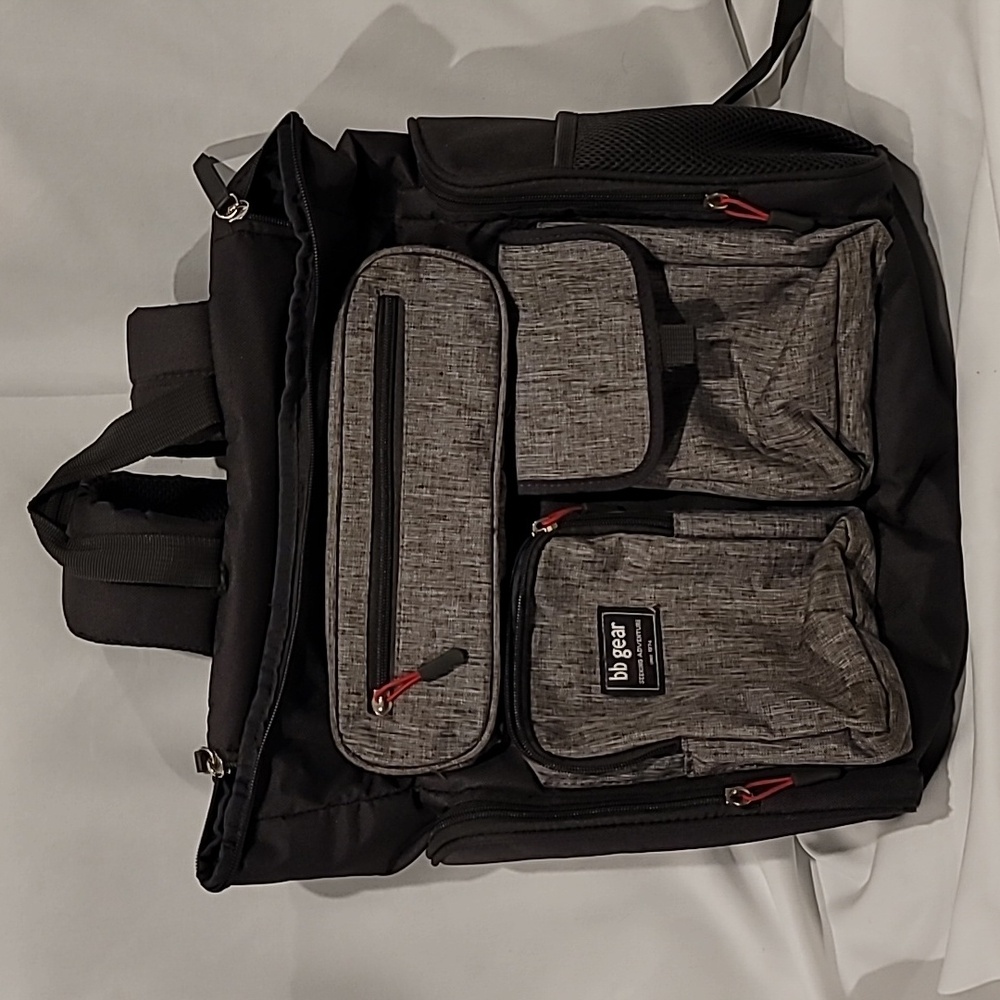 BabyBoom diaper bag back pack bb gear heather gray with insulated pocket